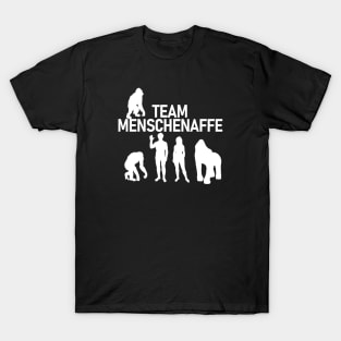 "TEAM GREAT APE" in German, Gorilla Human Chimp Menschenaffe T-Shirt